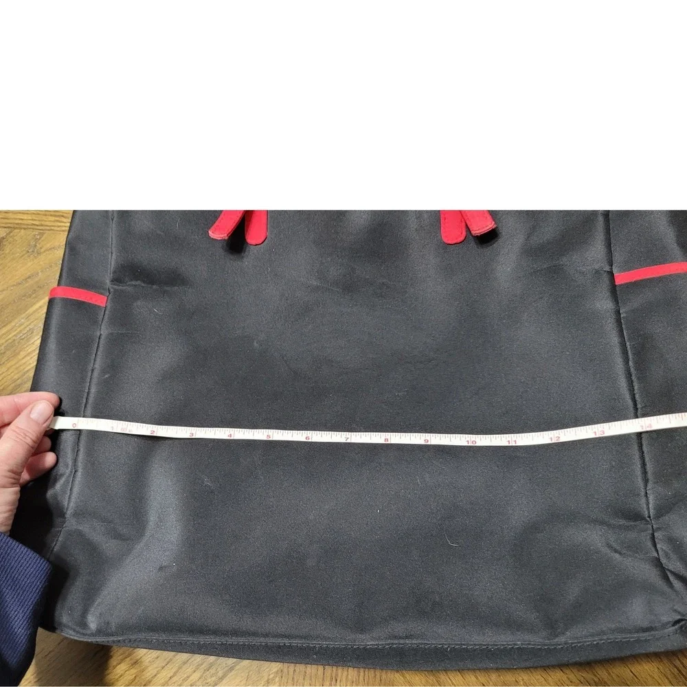 Escada Black with Red Trim Tote Bag Embroidered Logo Shoulder Shopper Purse